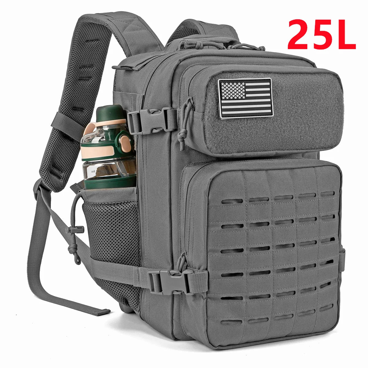 Tactical MOLLE Hiking Backpack – 25L/45L Laser Cut Rucksack with Dual Cup Holders