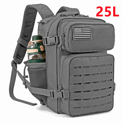 Tactical MOLLE Hiking Backpack – 25L/45L Laser Cut Rucksack with Dual Cup Holders