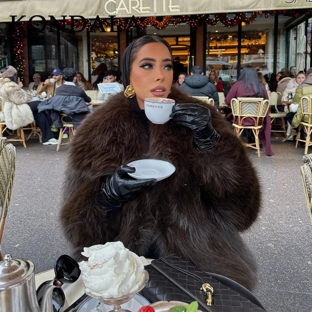Women's Faux Fur Jacket – Fluffy Oversized Collar Warm Coat