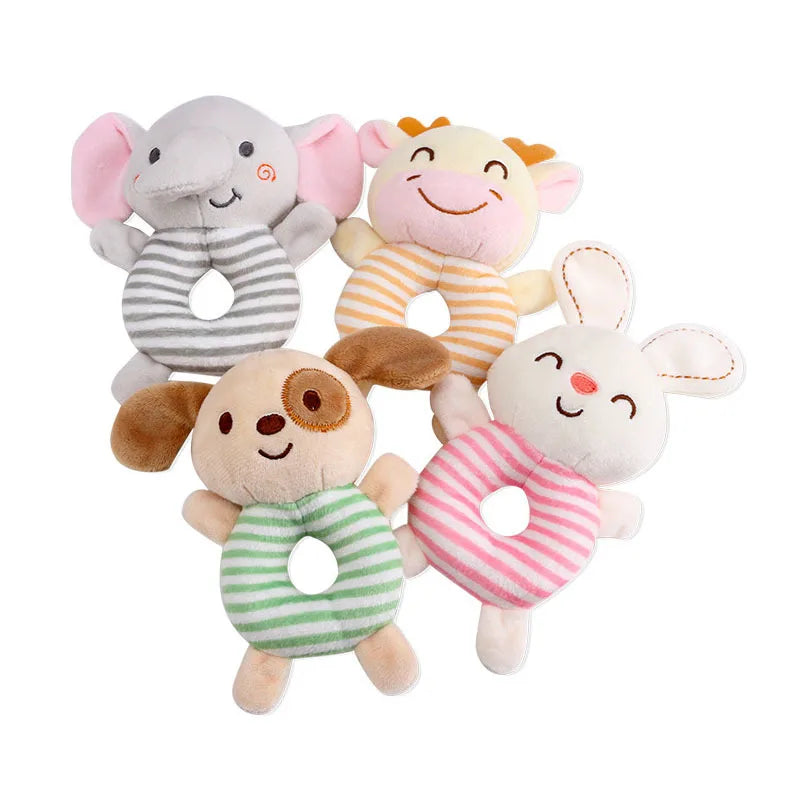 Baby Rattle Toy – Soft Plush Cartoon Animal Hand Ring for Newborns