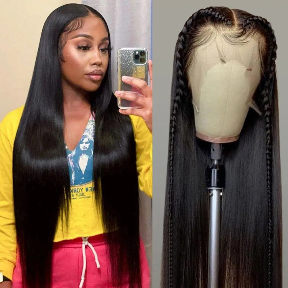 Bone Straight Lace Front Wig – Brazilian Human Hair, 250% Density, 13x4 & 13x6 HD Lace