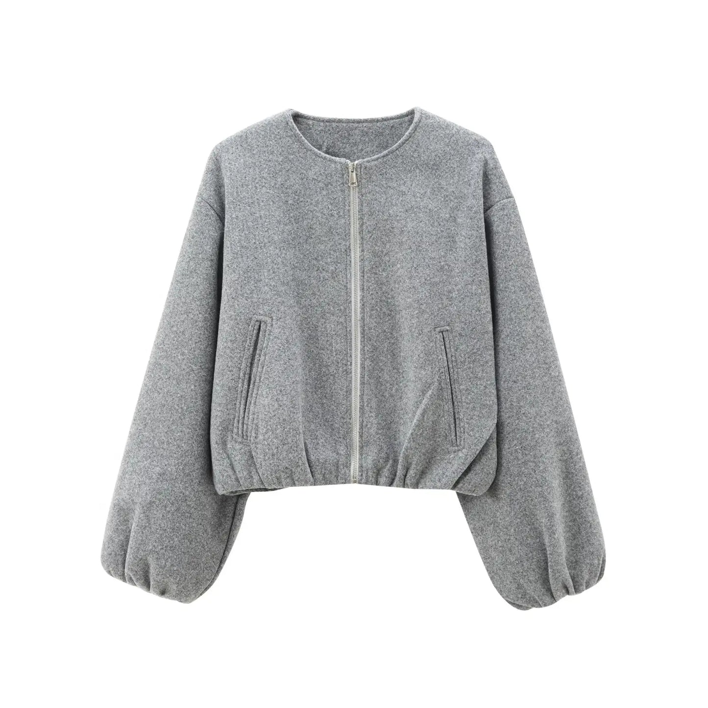 Women's Cropped Bomber Jacket – Soft Zip-Up Casual Outerwear