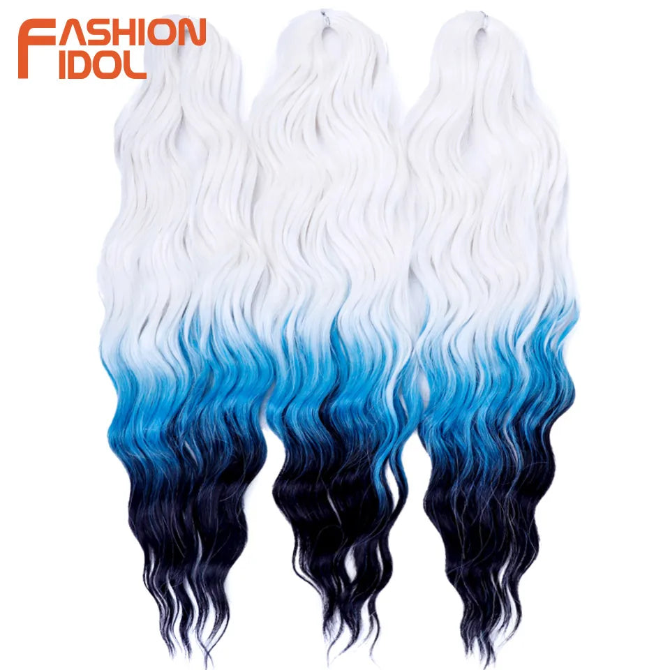 Anna 24 Inch Synthetic Hair Water Wave Braiding Extensions Ombre Blonde Deep Afro Curl Twist Crochet