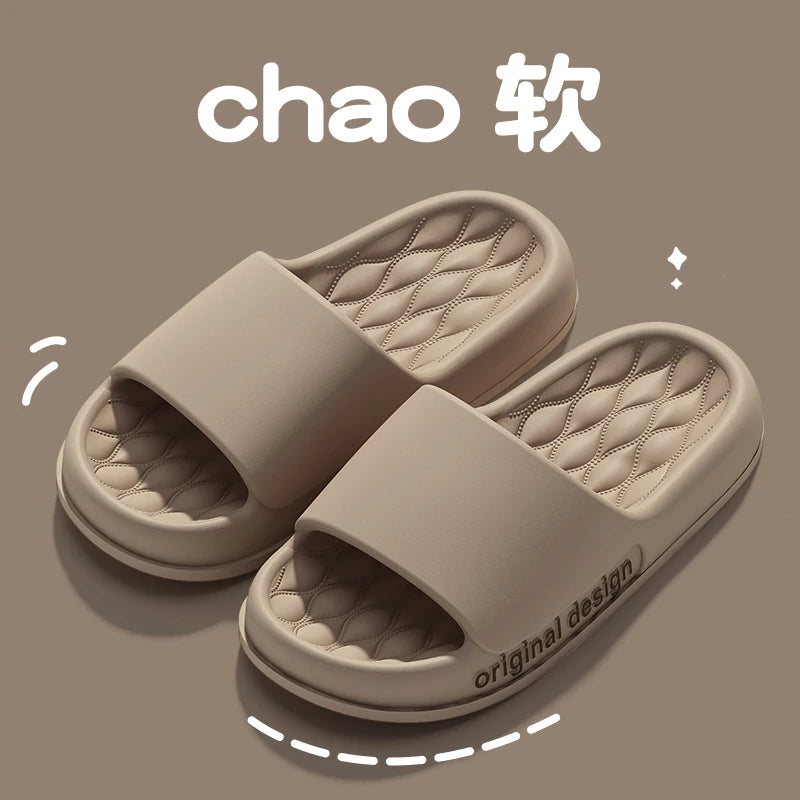 Men Trend Summer Slippers Soft Non-Slip Sole Cloud Sandals Home Beach Indoor Outdoor - Soft