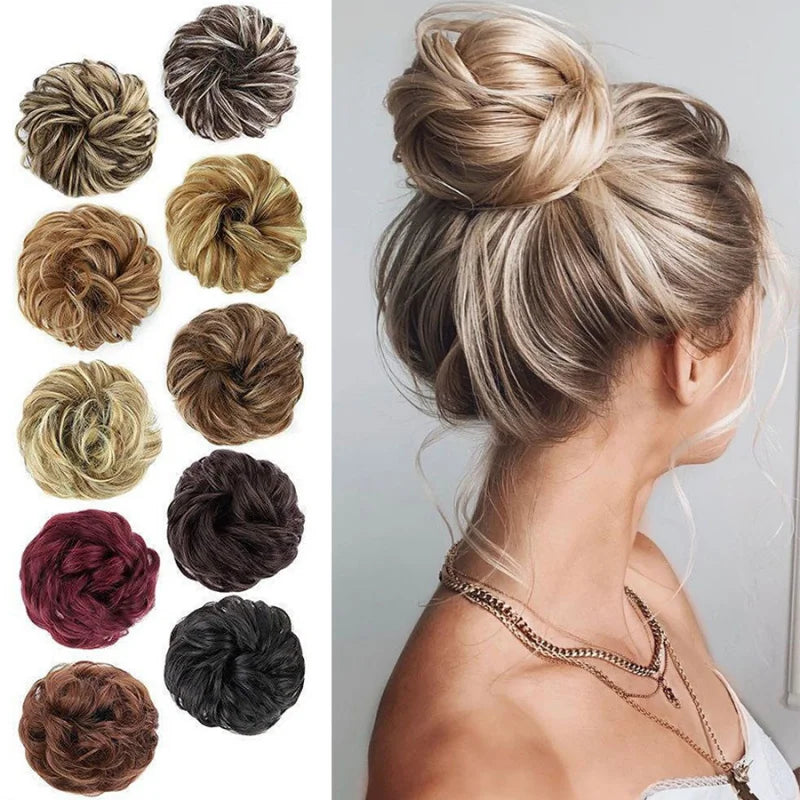 Synthetic Messy Hair Bun Chignon Scrunchies Fake Band Braid Elastic Hairpiece Tail Donut Updo Pieces