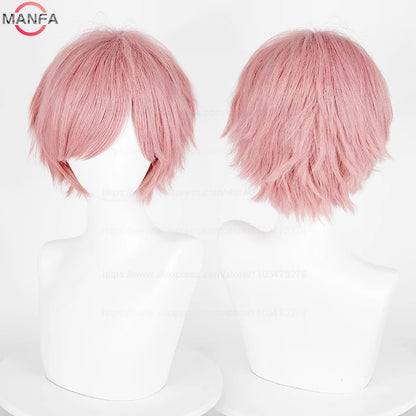 Anime 30cm Short Straight Cosplay Wig Black White Green Brown Purple Blue Gray Red Gold Man Women