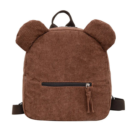 Cute Bear Ear Fleece Backpack for Kids – Girls School Bag