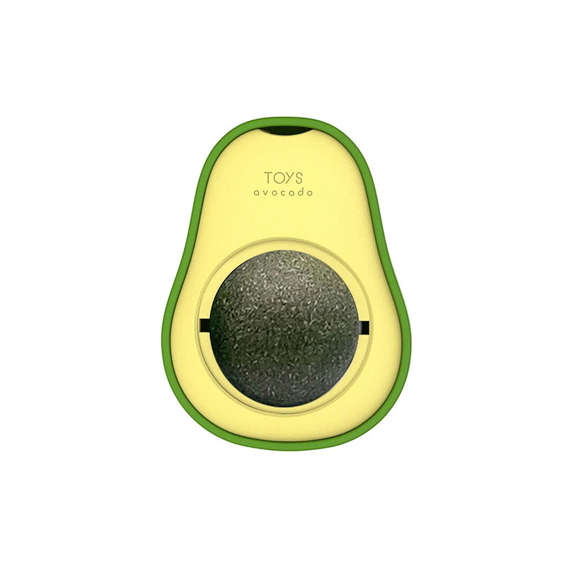 Catnip Avocado Ball Cat Toy – Rotatable Wall Sticker with Teeth Cleaning