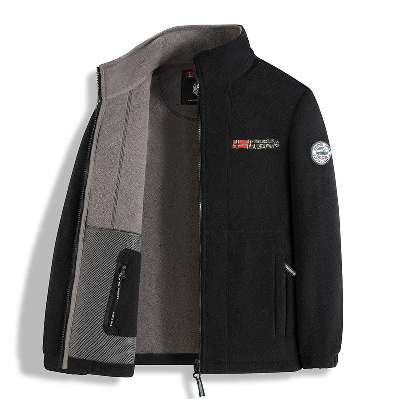 Men's Thick Polar Fleece Jacket – Full-Zip Warm Outdoor Winter Coat