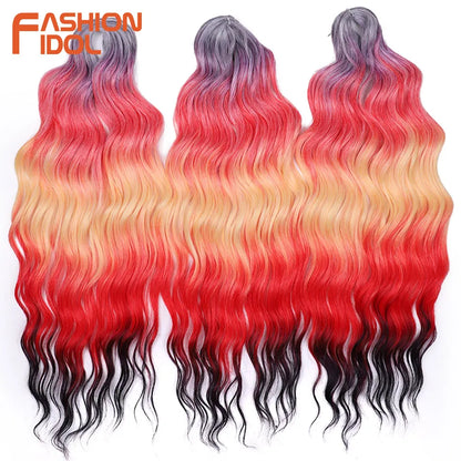 Anna 24 Inch Synthetic Hair Water Wave Braiding Extensions Ombre Blonde Deep Afro Curl Twist Crochet