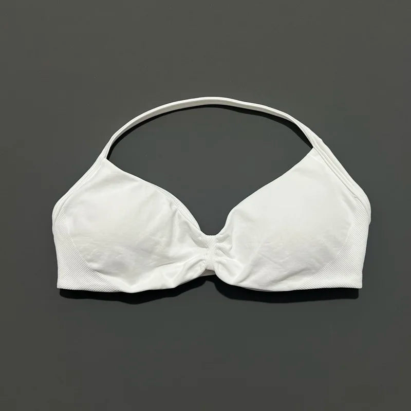 Seamless Halter Sports Bra – Women's Push-Up Gym Bra
