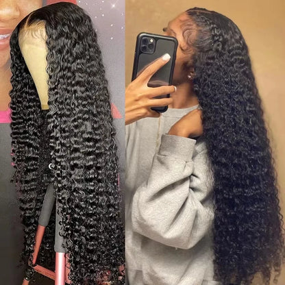 13x4 13x6 Hd Transparent Lace Deep Wave Frontal Wig 40-42inch Jerrlycurly Front Humanhair Curly