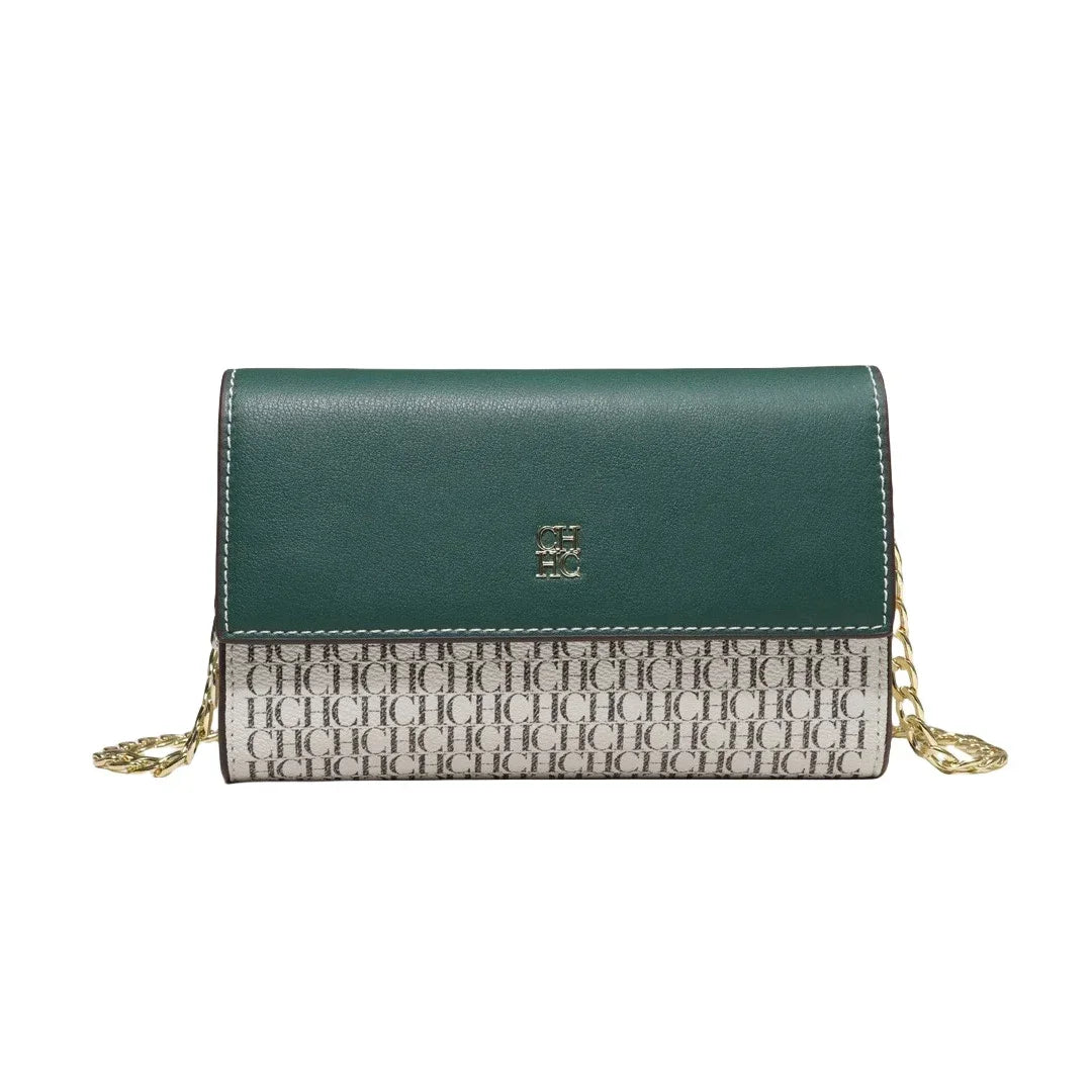 Women's Chain Crossbody Bag – Letter Print PU Leather Flap Shoulder Purse