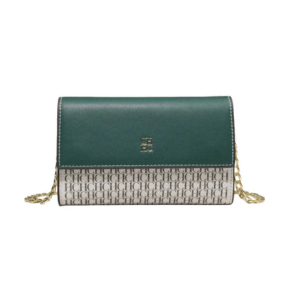Women's Chain Crossbody Bag – Letter Print PU Leather Flap Shoulder Purse
