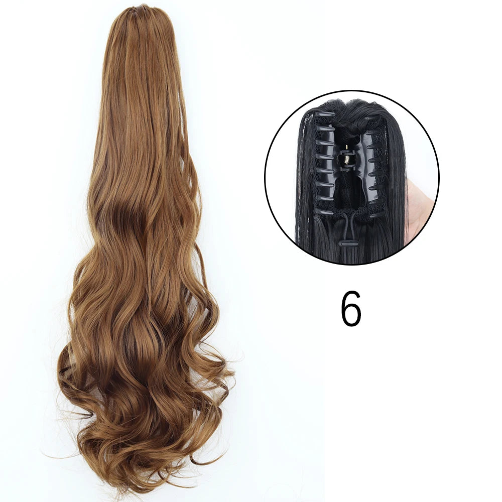 Synthetic Long Straight Claw Clip Ponytail Hair Extensions 24inch Heat Resistant Pony Tail Piece
