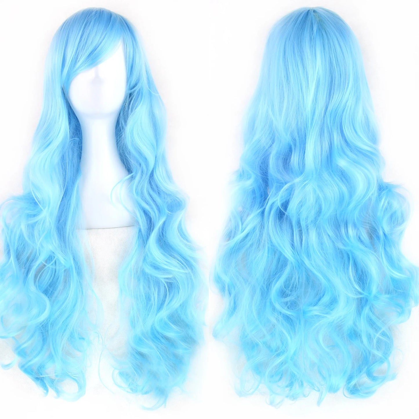 Soowee Curly Long Synthetic Hair Green Wig Hairpiece Pink Black Party Cosplay Wigs Women