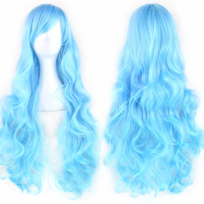 Soowee Curly Long Synthetic Hair Green Wig Hairpiece Pink Black Party Cosplay Wigs Women