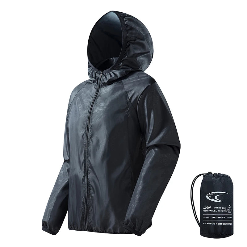 Waterproof Hiking Jacket – Unisex Packable Windbreaker with UV Protection