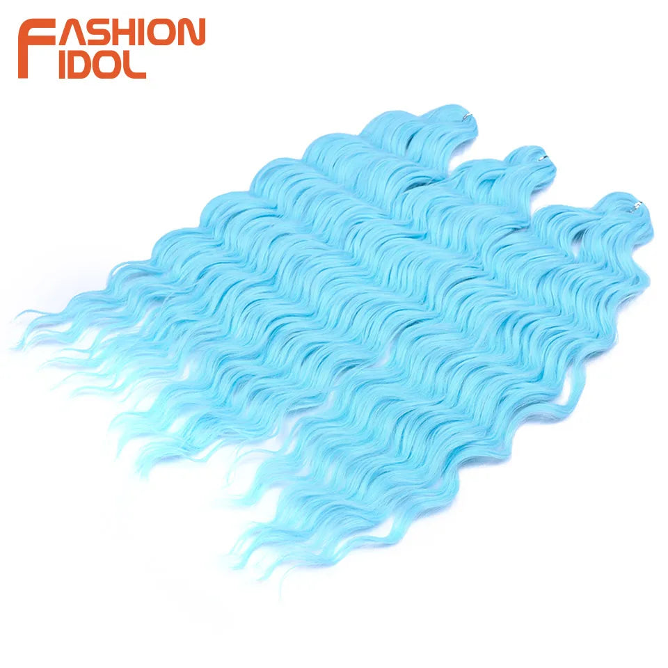 Anna 24 Inch Synthetic Hair Water Wave Braiding Extensions Ombre Blonde Deep Afro Curl Twist Crochet