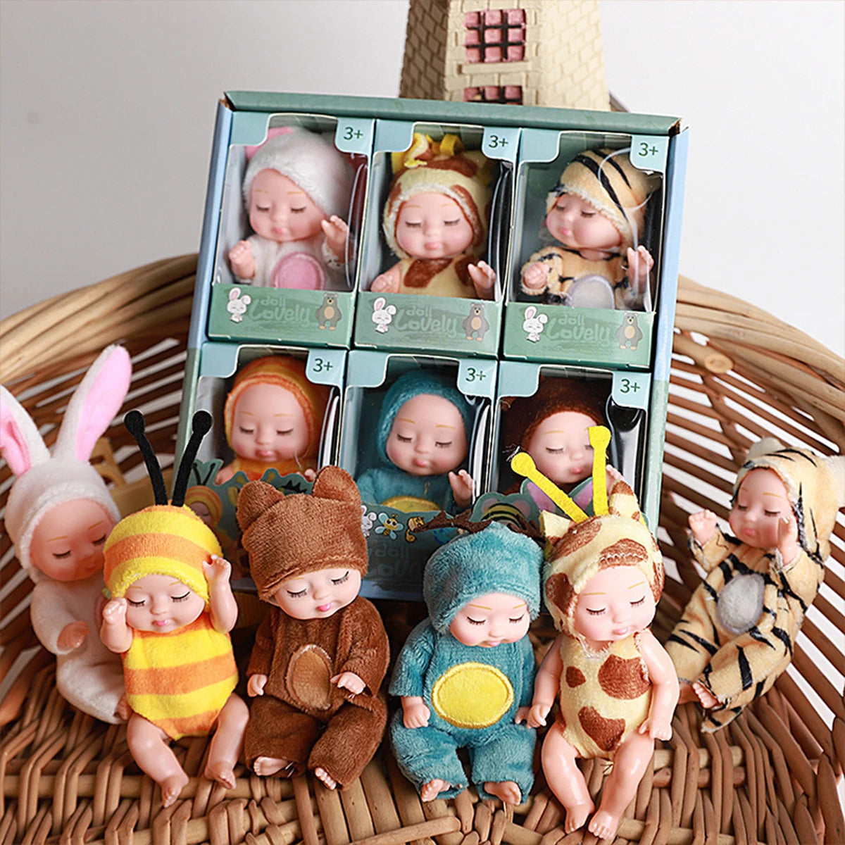 Mini Reborn Baby Dolls in Animal Costumes – Cute Collectible Set