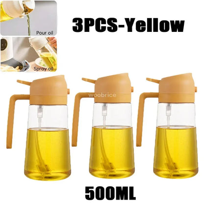 2-in-1 Oil Spray & Pour Bottle with Auto Lid – 500ml