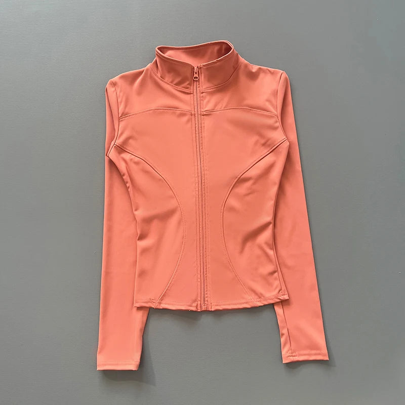 Women's Zip-Up Workout Jacket – Stretch Fitted Running & Yoga