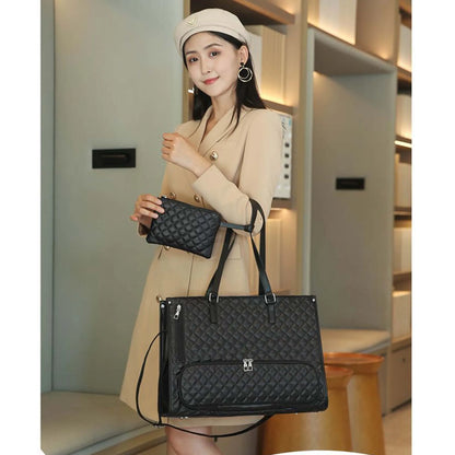Insulated Lunch Tote Bag for Women – Quilted PU Leather