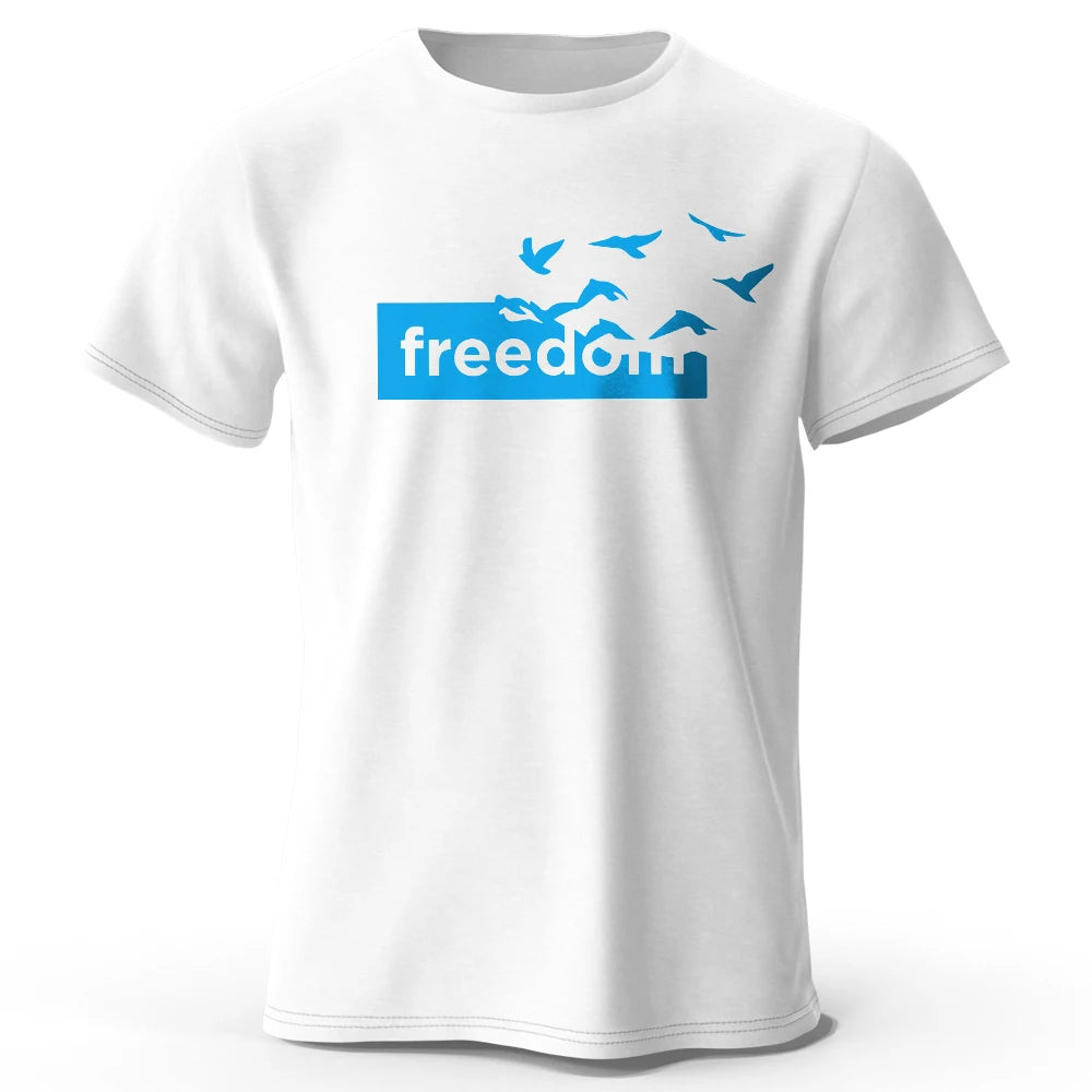Freedom Letter Graphic T Shirt Oversized Cotton Tee