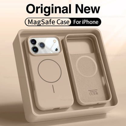 Magnetic Original Liquid Silicone Case Iphone 12 13 14 15 16 17 Pro Max Magsafe Cases Air Phone Back