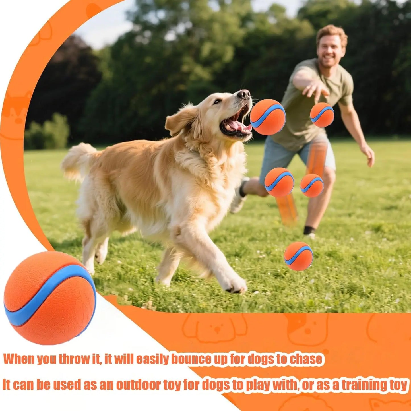 Natural Rubber Dog Ball Toy – Non-Toxic Bouncy Fetch Ball