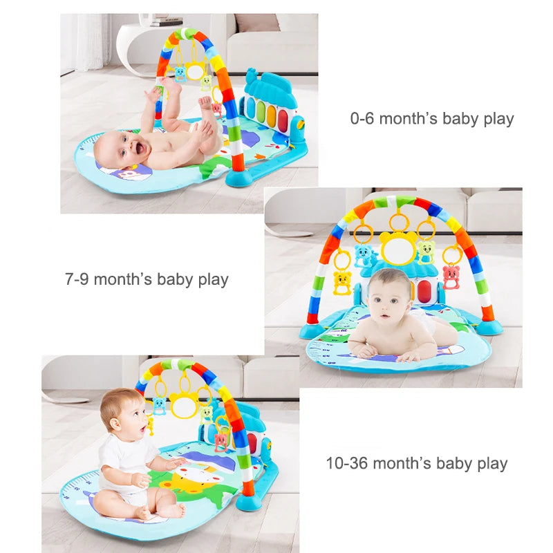 Baby Activity Gym Play Mat with Piano Keyboard & Hanging Toys