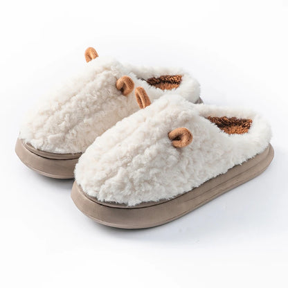 Women S Winter Warm Cute Cartoon Slippers Closed Toe Non Slip Furry House Shoes Men Indoor Bedroom
