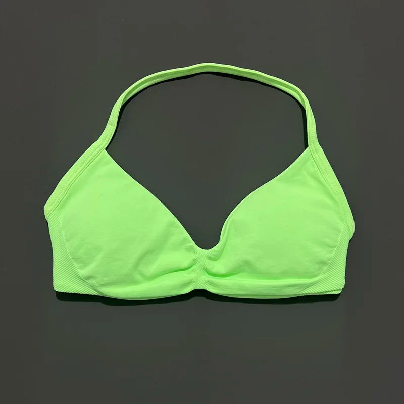 Women's Strappy Sports Bra – Padded Push-Up Gym Top