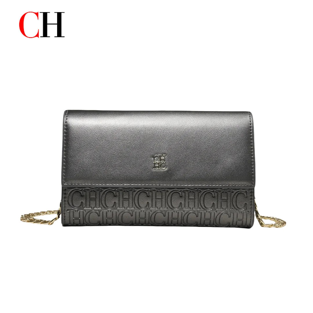 Women's Chain Crossbody Bag – Letter Print PU Leather Flap Shoulder Purse