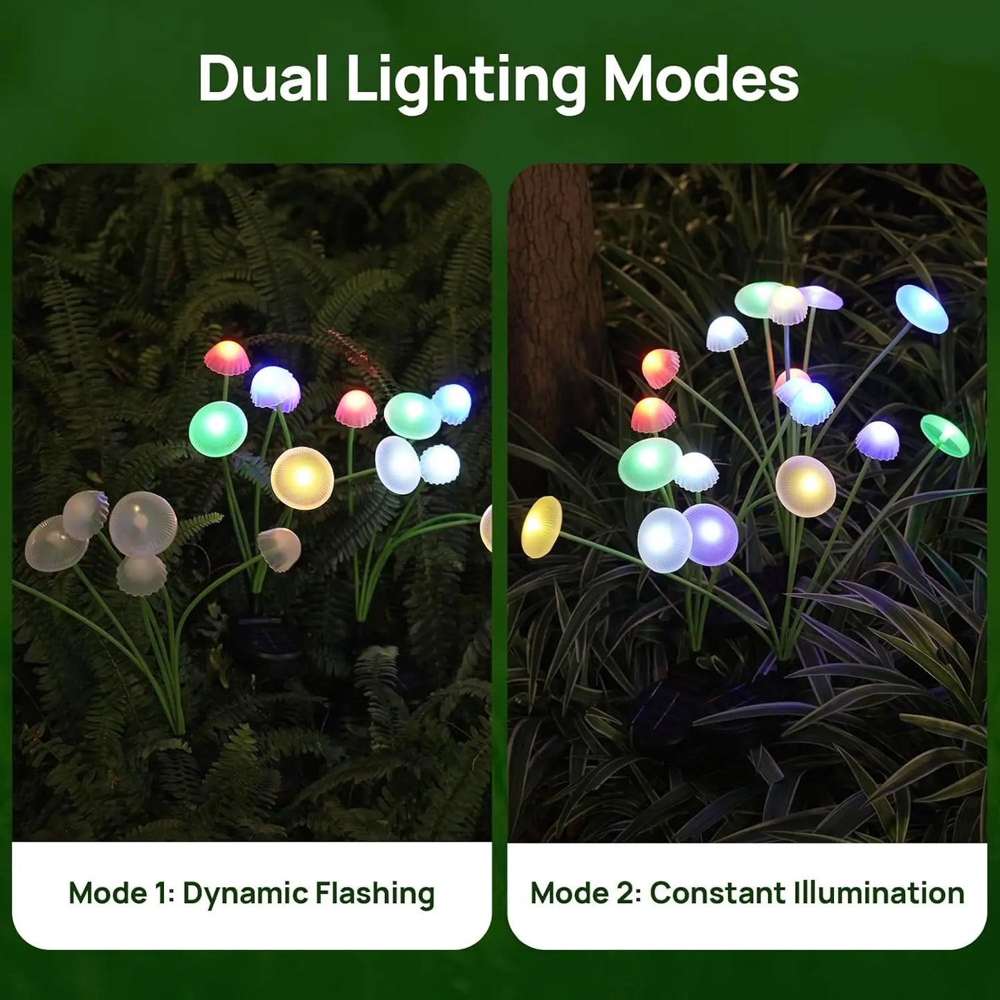Solar Garden Lights Dual Mode Led Mushroom Waterproof Decor Yard Patio Pathway Jellyfish Ambiance