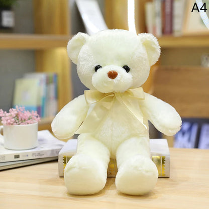 Colorful Teddy Bear Plush Toy with Bow – Soft Stuffed Animal Gift