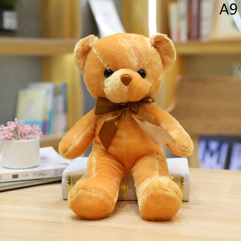 Colorful Teddy Bear Plush Toy with Bow – Soft Stuffed Animal Gift
