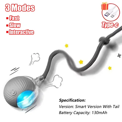 Automatic Rolling Ball Cat Toy with Fake Tail – USB Rechargeable