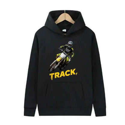Track Print Hoodie Casual Streetwear Pullover Sweatshirt