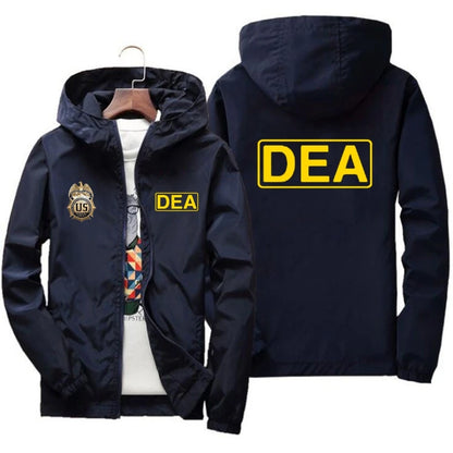 DEA Graphic Hooded Jacket – Men's Streetwear Zip-Up Windbreaker