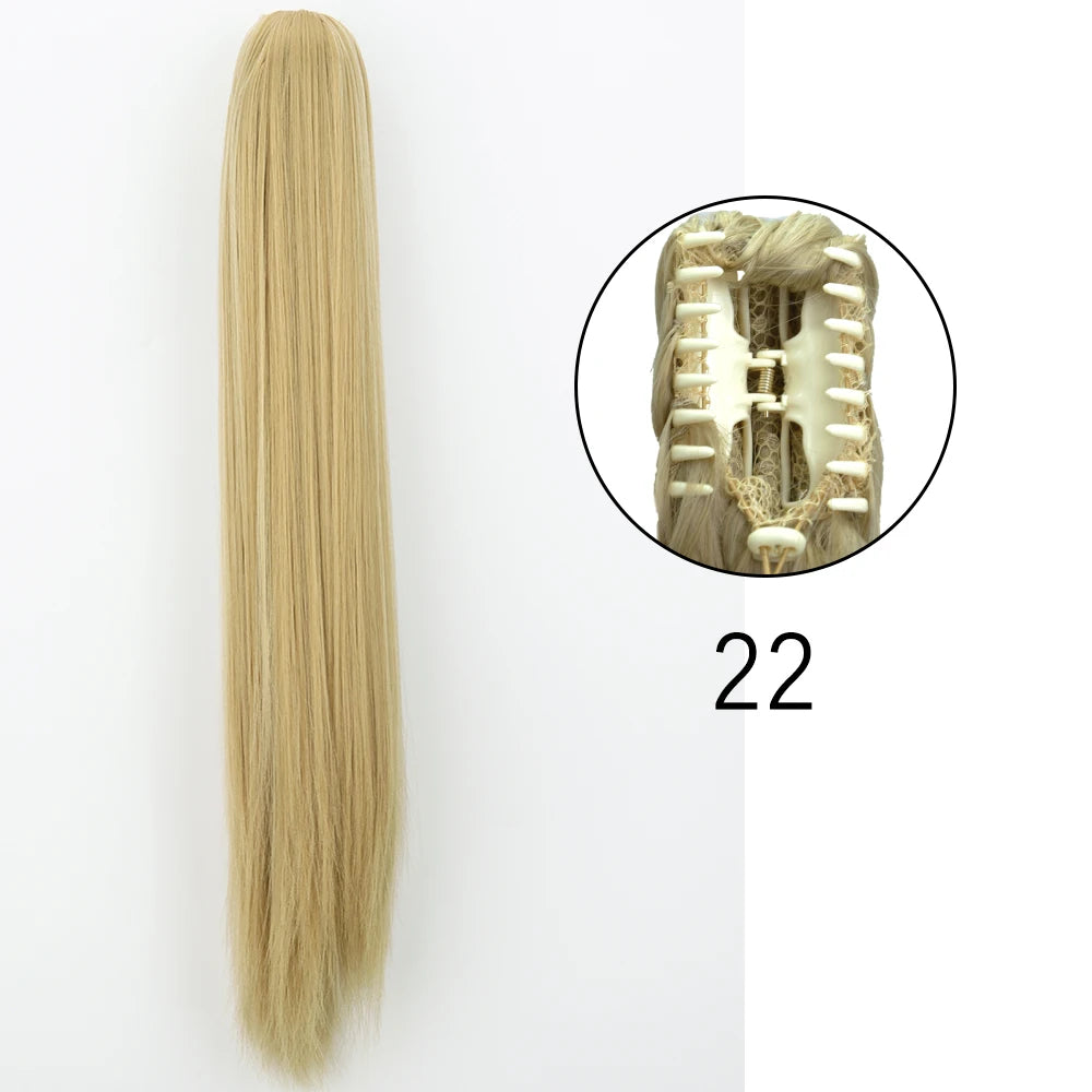 Synthetic Long Straight Claw Clip Ponytail Hair Extensions 24inch Heat Resistant Pony Tail Piece