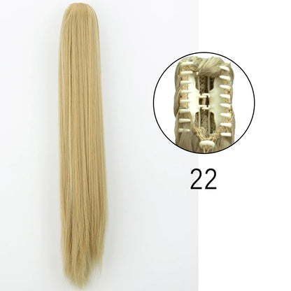Synthetic Long Straight Claw Clip Ponytail Hair Extensions 24inch Heat Resistant Pony Tail Piece
