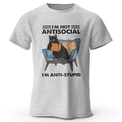 I Am Not Anti Social Funny Cat Graphic T Shirt Oversized Cotton Tee