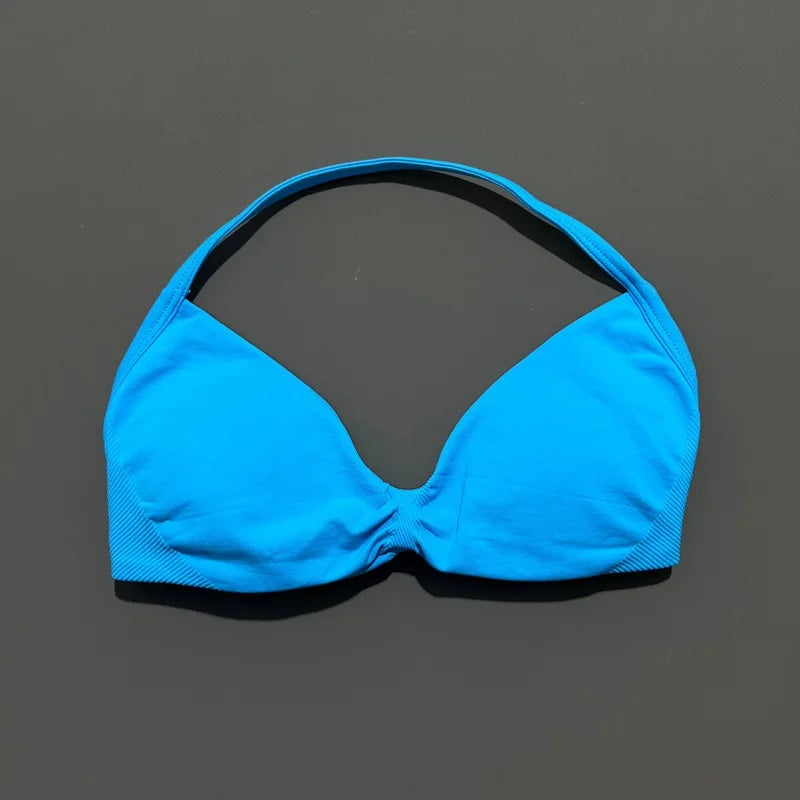 Women's Strappy Sports Bra – Padded Push-Up Gym Top