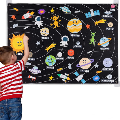 Montessori Felt Busy Board Story Set for Toddlers – Farm, Ocean, Zoo & Solar System