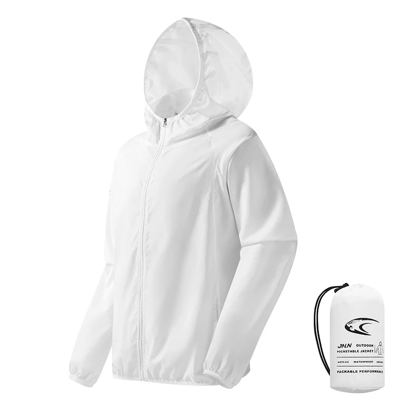 Waterproof Hiking Jacket – Unisex Packable Windbreaker with UV Protection