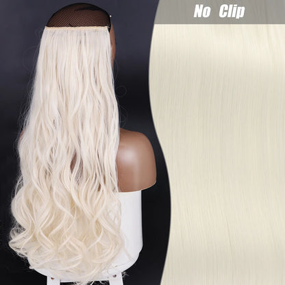 No Clips Natural Hair Extension Synthatic Artificial Long Straight Hairpiece Blonde Black Mixed