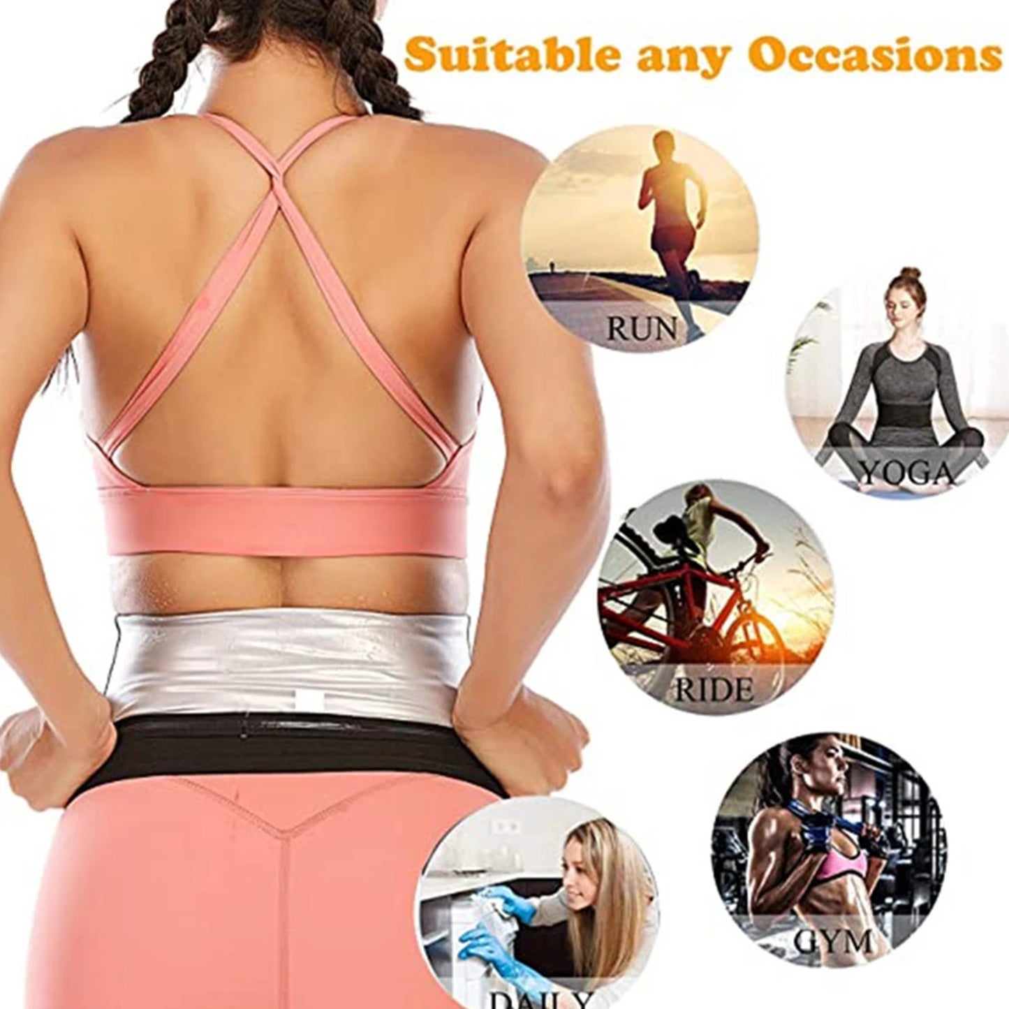 Waist Trimmer Sauna Belt – Zipper Sweat Band for Slimming