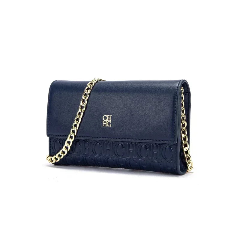 Women's Chain Crossbody Bag – Letter Print PU Leather Flap Shoulder Purse