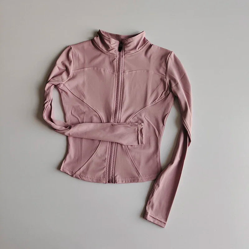 Women's Slim Fit Zip-Up Sports Jacket – Stand Collar Athletic Coat